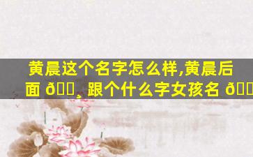 黄晨这个名字怎么样,黄晨后面 🌸 跟个什么字女孩名 🐴